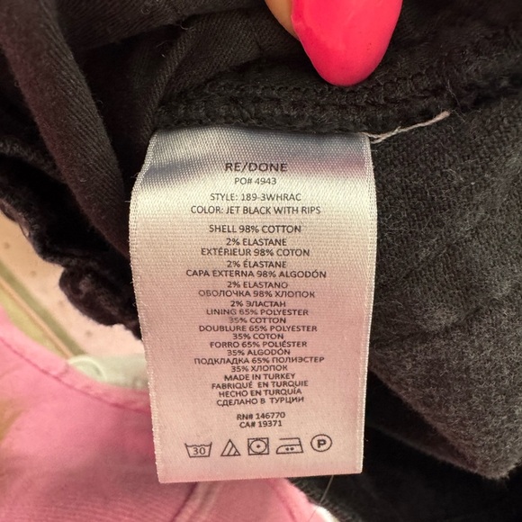 RE/DONE Jeans Womens Originals High Rise Loose Washed Black Rips Button Fly 27 - Picture 12 of 16